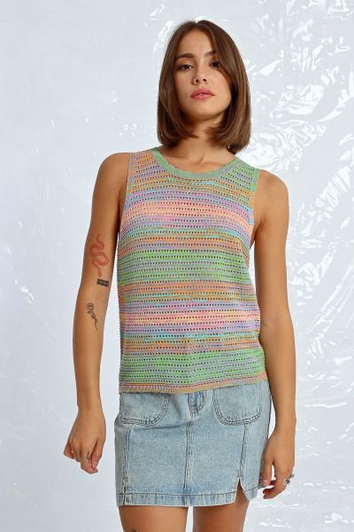 Women's multi-colored striped knitted top MOLLY BRACEN (SKU) LAL574DE