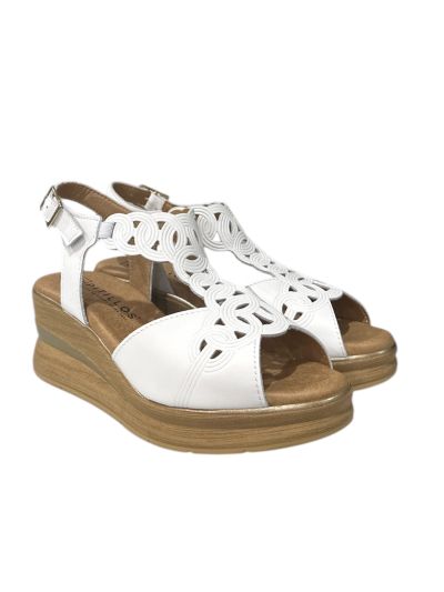 Women's platform sandal in white color PITILLOS (SKU) 10351