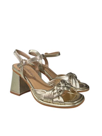 Elegant women's sandal in gold color high heels REGARDE LE CIEL (SKU) Perla01