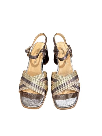 Elegant women's sandal in silver color with high heels REGARDE LE CIEL (SKU) MARISSA03