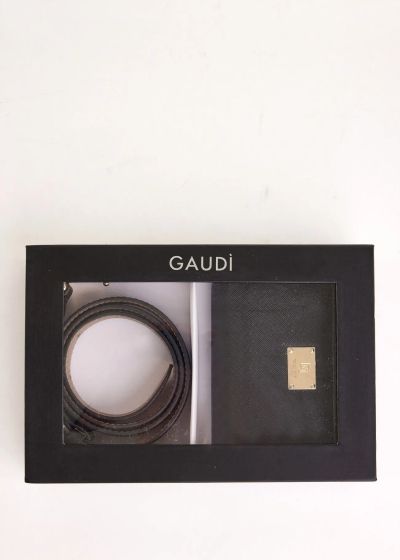 Women's gift set wallet and belt in black GAUDI (SKU) 12260.