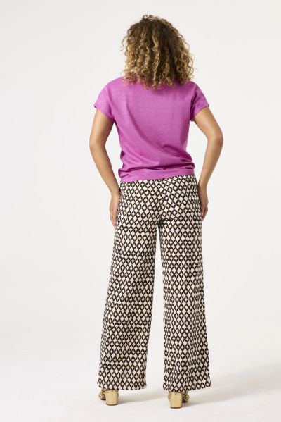 Women's T-shirt with V-neck in lilac color GARCIA (SKU) Z0016