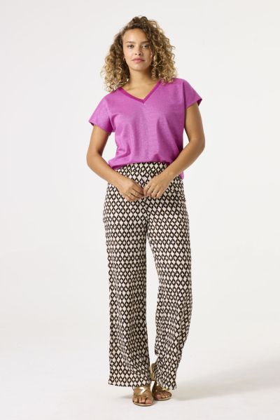 Women's T-shirt with V-neck in lilac color GARCIA (SKU) Z0016