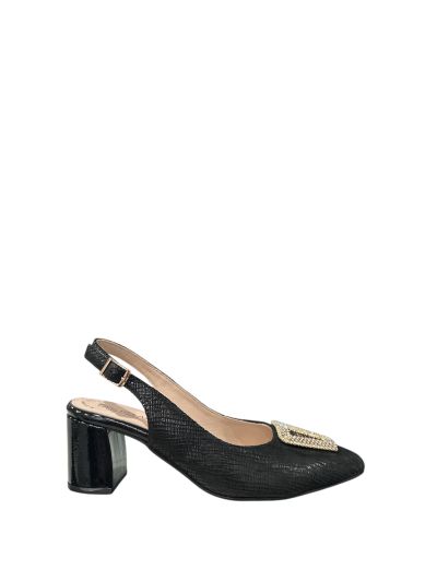 Elegant women's high-heeled sandal in black color RELAX (SKU)55038