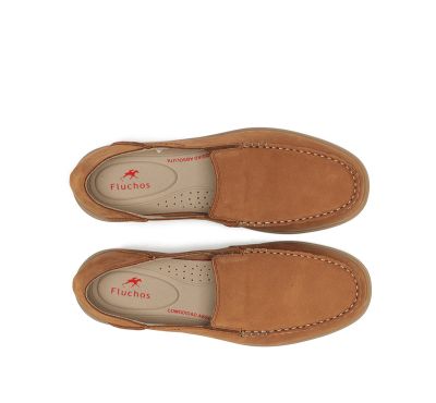 Brown nubuck loafers - elegant comfort for every day! FLUCHOS (SKU)2193.