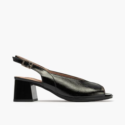 Elegant black women's mid-heeled sandals PITILLOS (SKU)10536