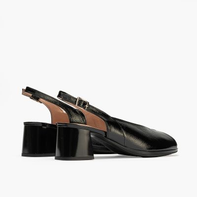 Elegant black women's mid-heeled sandals PITILLOS (SKU)10536