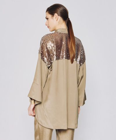 Блестяща дамска риза с паети на гърба и широки ръкави ACCESS FASHION (SKU)7027.
