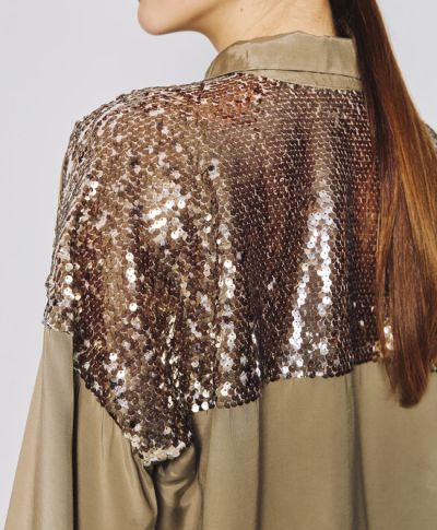 Блестяща дамска риза с паети на гърба и широки ръкави ACCESS FASHION (SKU)7027.