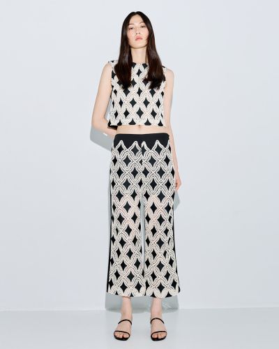 Дамски панталон с бродерия отпред - стилна лятна визия ACCESS FASHION (SKU) 5082