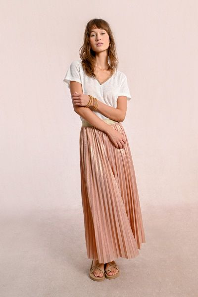 Дамска плисирана пола с преливащ перлен ефект - LIGHT PINK MOLLY BRACKEN (SKU)  TW136DE