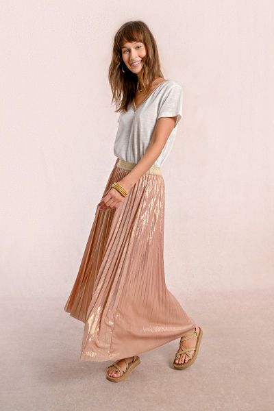 Дамска плисирана пола с преливащ перлен ефект - LIGHT PINK MOLLY BRACKEN (SKU)  TW136DE