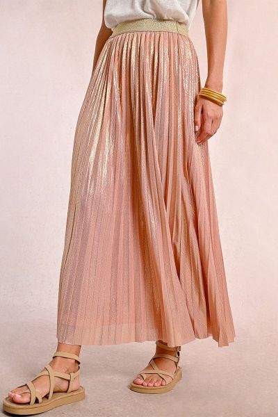 Дамска плисирана пола с преливащ перлен ефект - LIGHT PINK MOLLY BRACKEN (SKU)  TW136DE