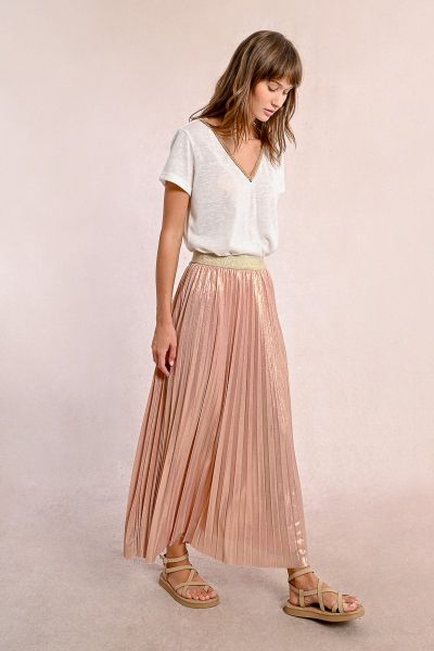 Дамска плисирана пола с преливащ перлен ефект - LIGHT PINK MOLLY BRACKEN (SKU)  TW136DE