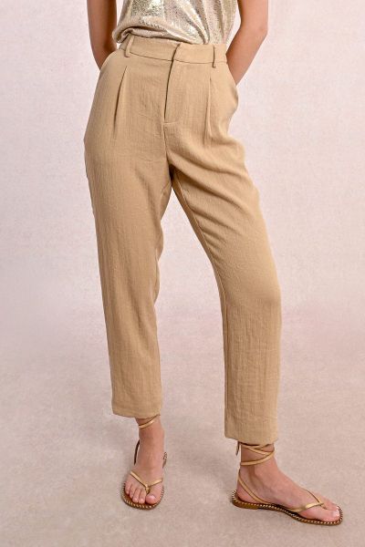 Women's high-waisted linen trousers MOLLY BRACKEN (SKU) P1792DP