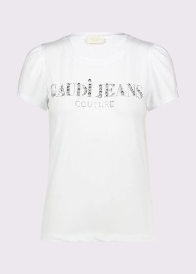 White Ladies T -shirt with logo - elegant and stylish! Gaudi (SKU) 511BD64022