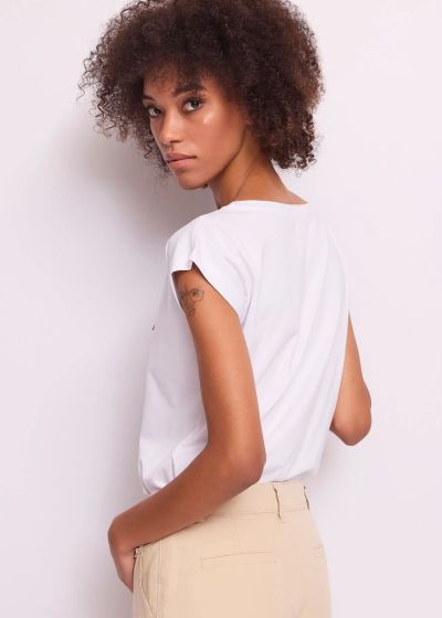 Ladies T -shirt with logo and crystals GAUDI (SKU) 511BD64025