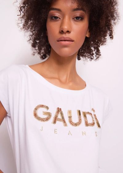 Ladies T -shirt with logo and crystals GAUDI (SKU) 511BD64025