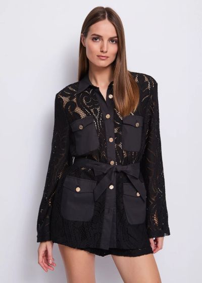 Черно дантелено яке/риза - стил и елегантност! GAUDI (SKU)511FD35002