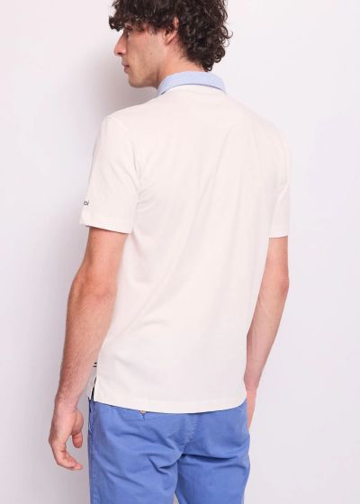 White men's polo shirt - classic style and comfort! GAUDI (SKU)511GU64045