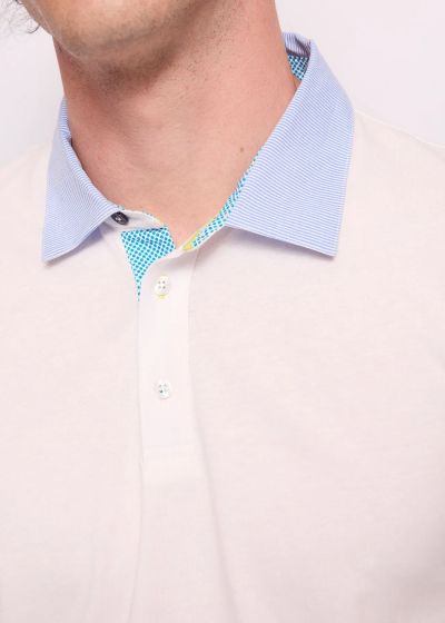 White men's polo shirt - classic style and comfort! GAUDI (SKU)511GU64045