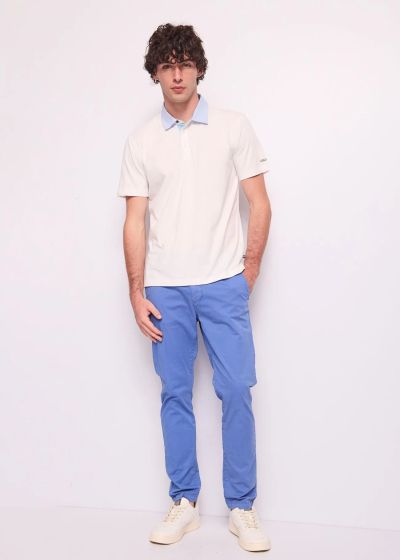 White men's polo shirt - classic style and comfort! GAUDI (SKU)511GU64045