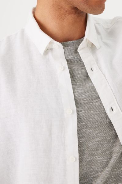 Men's white linen shirt - cool style and comfort GARCIA (SKU) Z1170