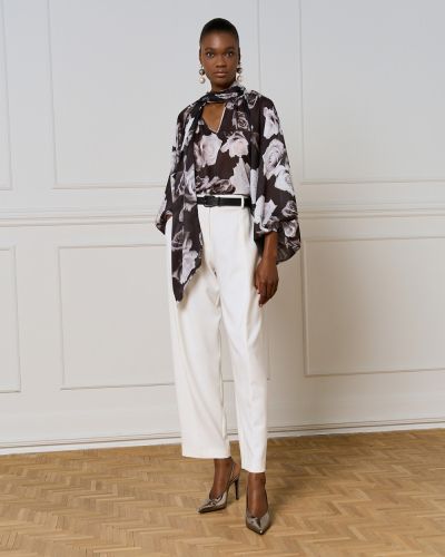 Елегантна дамска риза с V деколте с вратовръзка ACCESS FASHION (SKU) 2167