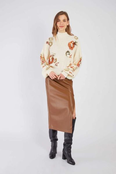 Women's sequined sweater ABELIA in ecru color DERHY (SKU) A540001