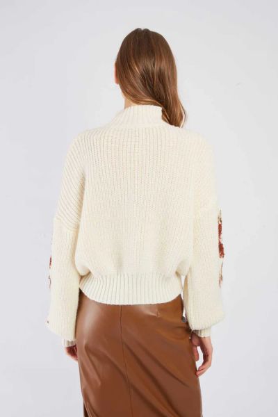 Women's sequined sweater ABELIA in ecru color DERHY (SKU) A540001