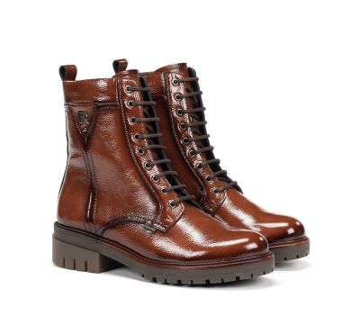 Brown women's low-heeled boots - Everyday comfort DORKING (SKU)9583