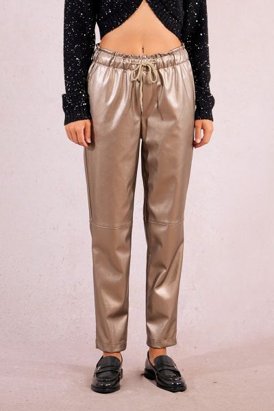 Women's jogger pants made of high-quality eco-leather MOLLY BRACKEN (SKU) T1396DH