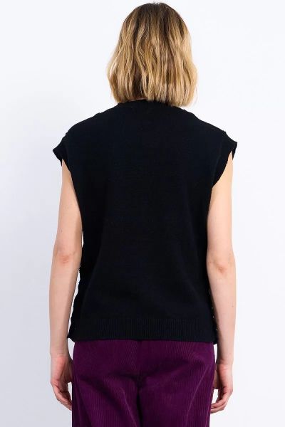 Stylish women's straight sleeveless sweater - classic in black MOLLY BRACKEN (SKU) LALF166DN