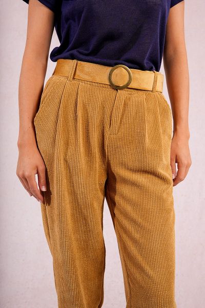 Women's velvet jeans - retro elegance MOLLY BRACKEN (SKU) T1432DN