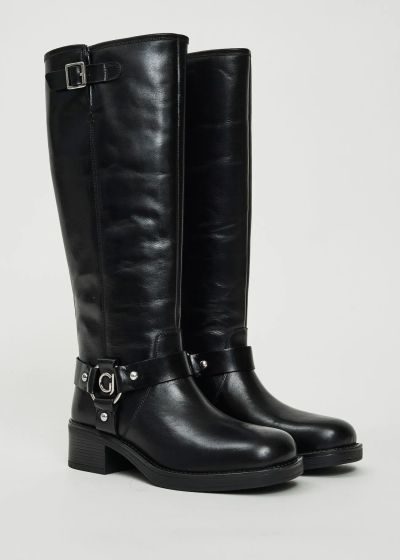 Elegant women's long boot made of genuine leather - style in black GAUDI (SKU) V5464831