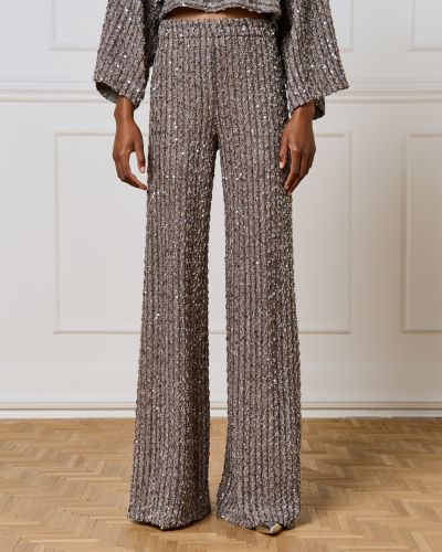 Дамски широк панталон с пайети - елегантност и блясък ACCESS FASHION (SKU) 5077
