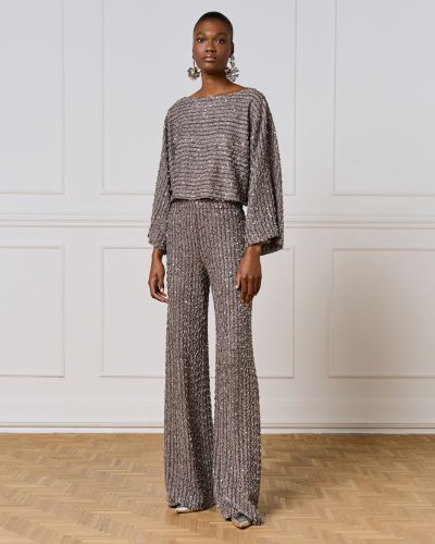 Дамски широк панталон с пайети - елегантност и блясък ACCESS FASHION (SKU) 5077