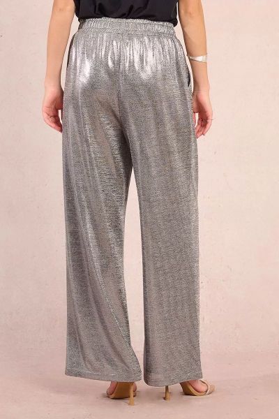 Silver Wide Leg Pants - Glitter and Comfort MOLLY BRACKEN (SKU) GW10DN
