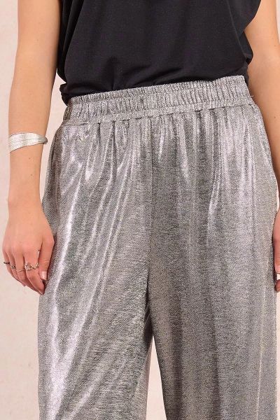 Silver Wide Leg Pants - Glitter and Comfort MOLLY BRACKEN (SKU) GW10DN