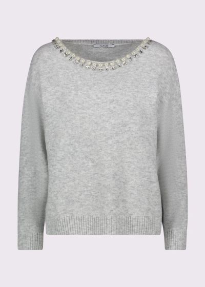 Gray sweater with stones - a soft and stylish choice! GAUDI (SKU)521FD53019