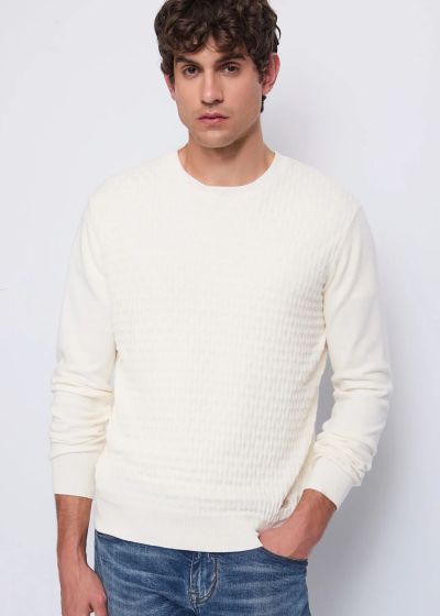 Бял памучен пуловер с кашмир - лукс и комфорт GAUDI (SKU) 521GU53063