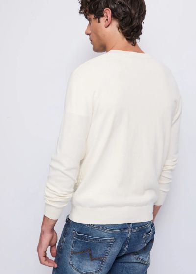 Бял памучен пуловер с кашмир - лукс и комфорт GAUDI (SKU) 521GU53063