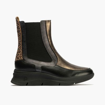 Leopard accents! Black women's sports shoes for style and comfort.PITILLOS (SKU)10755