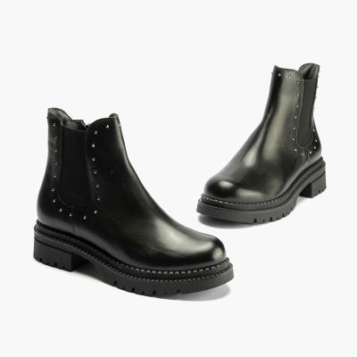 Elegant women's black leather boots - comfort and style for every day!PITILLOS (SKU)10798