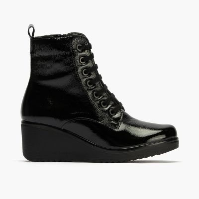 Black patent leather platform boots - elegant and comfortable!PITILLOS (SKU)20234