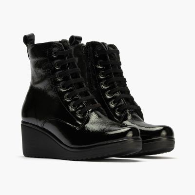 Black patent leather platform boots - elegant and comfortable!PITILLOS (SKU)20234