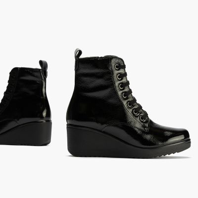 Black patent leather platform boots - elegant and comfortable!PITILLOS (SKU)20234