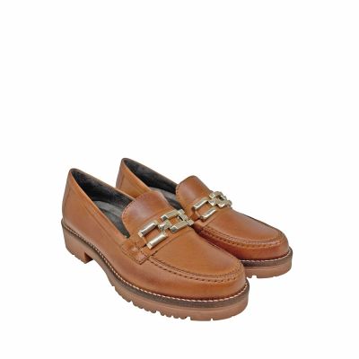 Елегантни кафяви лоуфери от естествена кожа за дами.PITILLOS (SKU)10775.