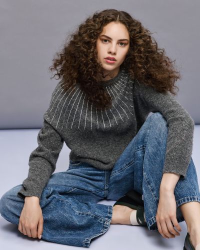 Women's knitted blouse with crystals ACCESS FASHION (SKU) 8000
