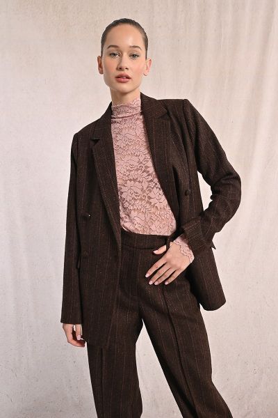 Раирано вълнено сако с двуредно закопчаване MOLLY BRACKEN (SKU) T1322ADH
